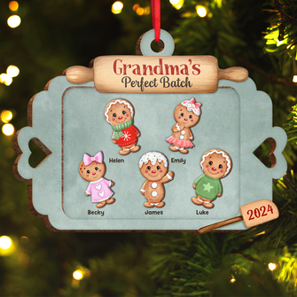 Christmas Grandma's Perfect Batch Grandkids Dogs Cats - Personalized Wooden Cutout Ornament - Gift For Family