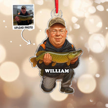 Custom Photo Of Fisherman - Personalized Acrylic Ornament - Christmas Gift For Family Member, Fisherman