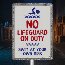 Swimming Pool Warning Sign Swim At Your Own Risk Metal Sign Poolside Sign