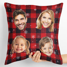 Custom Photo Family Caro Pattern - Personalized Custom Pillow - Christmas Gift For Family