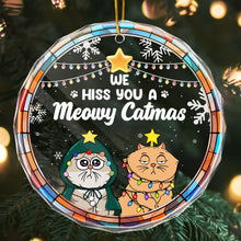 We Hiss You A Meowy Catmas - Customized Personalized Glass Ornament - Christmas Gift For Cat Pet Lover