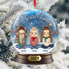 Sister Forever - Customized Personalized Snow Ball Acrylic Ornament - Christmas Gift For Bestie Best Friend