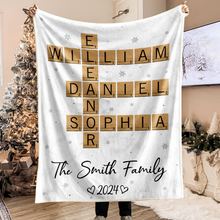 Custom Family Name Crossword Art Blanket - Customized Personalized Blanket - Gift For Family