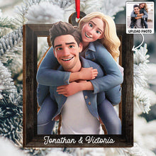 Custom Photo Cartoon Style - Personalized Wooden Cutout Ornament - Christmas Gift For Husband Wife, Anniversary