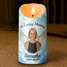 Custom Photo Blue Sky Candle LED - Personalized Candle LED Light - Memorial Gifts For Family Members