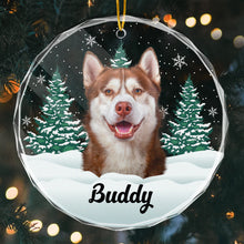 Custom Photo Snowy Pet Lover- Customized Personalized Glass Ornament - Christmas Gift For Pet Lover