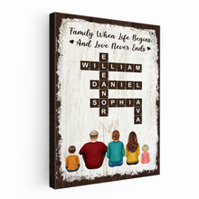 Custom Family Character Crossword Wall Canvas - Personalized Customized Canvas - Gift For Family