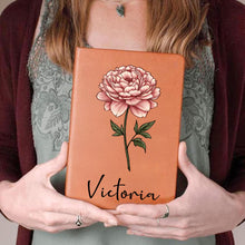 Birth Month Flowers Bloom Where You're Planted - Personalized Customized Leather Journal - Gift For Family Members, Book Lovers