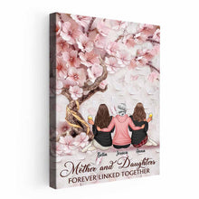 Cherry Blossom Mother And Daughter Forever Linked Together - Personalized Customized Canvas - Mother's Day Gifts For Mom, Wife, Her