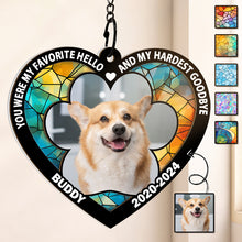 Custom Photo Memorial You Were My Favorite Hello And My Hardest Goodbye - Personalized Acrylic Window Suncatcher Ornament - Gift For Dog Lovers, Pet Lover