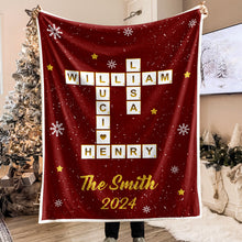 Custom Family Name Crossword Blanket - Personalized Photo Blanket - Christmas Gifts For Family