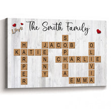 Family Crossword Canvas - Customized Family Name Canvas - Gift For Family Members