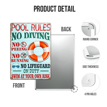 Pool Rules Swim At Your Own Risk Wall Art Funny Swimming Pool Signs - Swimming Pool Metal Signs