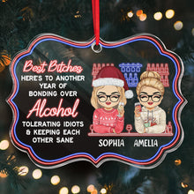 Custom Character - Here's To Another Year Of Bonding Over Alcohol - Personalized Custom Acrylic Ornament Christmas Gift For Bestie