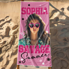 Custom Photo Savage Summer - Personalized Customized Beach Towel - Gift For Besties, BFF, Couple