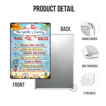 Swimming Pool Rules Summer Poolside Decor Personalized Custom Metal Sign
