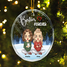 Christmas Besties Forever - Personalized Custom Glass Ornament - Gift For Bestie, BFF, Sisters