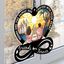 Friends Are The Family - Personalized Acrylic Window Suncatcher Ornament - Gift For Besties, Sisters