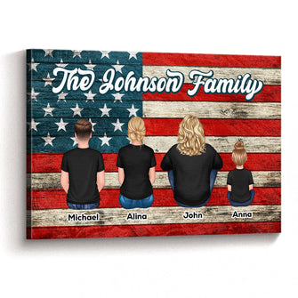 Nation Flag Family Gift For Proud American Personalized Custom Framed Canvas Wall Art