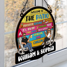 Patio Welcome Grilling Proudly Serving Whatever You Bring - Personalized Acrylic Window Suncatcher Ornament - Gift For Couple Husband Wife