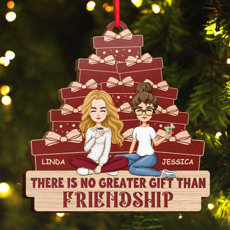 No Greater Gift Than Friendship - Customized Personalized Wooden Cutout Ornament - Bestie Gift For Best Friend