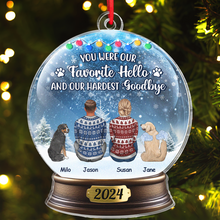 We Miss You - Customized Personalized Snow Ball Acrylic Ornament - Memorial Gift For Pet Loss Owners, Dog Mom, Dog Dad, Dog Lover