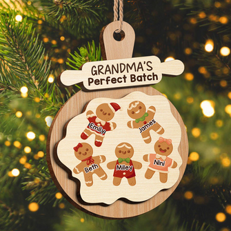 Chrismas Cookie Grandma's Perfect Batch - Personalized 2-Layered Wooden Ornament Christmas Family Gifts