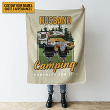 Husband And Wife Camping Partners For Life - Gift For Camping Lovers - Personalized Custom Fleece Blanket