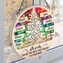 Mom Holds Us Together - Personalized Acrylic Window Suncatcher Ornament - Christmas Gift For Family