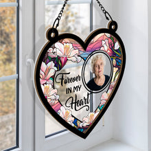 Custom Photo Forever In Our Hearts - Personalized Acrylic Window Suncatcher Ornament - Gift For Memorial