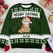 Meowy Catmas - Customized Personalized Ugly Sweater - Christmas Gift For Cat Lover Cat Dad Cat Mom