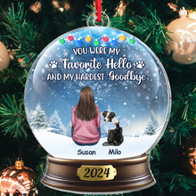 We Miss You - Customized Personalized Snow Ball Acrylic Ornament - Memorial Gift For Pet Loss Owners, Dog Mom, Dog Dad, Dog Lover