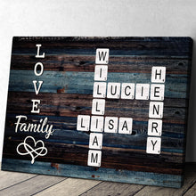 Crossword Canvas Love My Family - Personalized Customized Family Name Canvas - Gifts For Family Members
