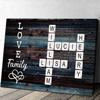 Crossword Canvas Love My Family - Personalized Customized Family Name Canvas - Gifts For Family Members