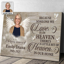 Custom Photo There's A Little Bit Of Heaven In Our Home - Personalized Customized Canvas - Memorial Gift For Family Members