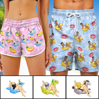 Custom Photo Funny Gift For Couple Personalized Custom Couple Beach Shorts