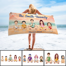 Family On The Beach - Customized Personality Beach Towel - Gift For Family
