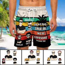 Dear Dad Great Job - Customized Personality Beach Short - Gift For Dad Father's Day Gift