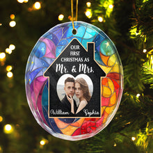 Custom Photo - Our First Christmas - Customized Personalized Glass Ornament - Christmas Gift For Couple