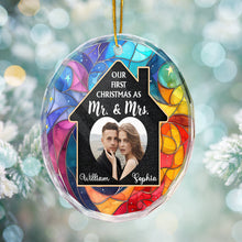 Custom Photo - Our First Christmas - Customized Personalized Glass Ornament - Christmas Gift For Couple