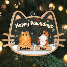 Happy Pawlidays - Personalized Acrylic Window Suncatcher Ornament - Christmas Gift For Pet Owners