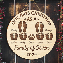 Our First Family Christmas - Customized Personalized Door Sign - Christmas Gift For Family