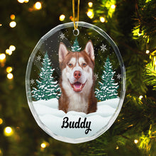 Custom Photo Snowy Pet Lover- Customized Personalized Glass Ornament - Christmas Gift For Pet Lover