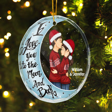 Custom Character I Love You To The Moon And Back Personalized Custom Glass Ornament Christmas Gift For Couple Anniversary Gift