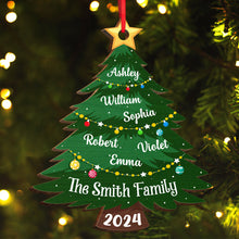 Christmas Tree Family - Personalized Wooden Cutout Ornament - Gifts For Family