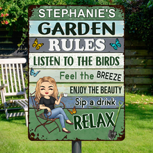 Garden Rules Feel The Breeze Gift For Her Personalized Custom Gardening Metal Sign