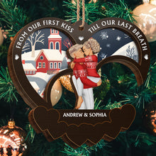 First Kiss Till Last Breath - Personalized Custom 2-Layered Wooden Ornament - Gift For Couple