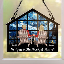 You And Me We Got This Couple Sitting - Personalized Window Suncatcher Ornament - Christmas Gift For Married Couple Husband Wife