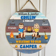 Welcome To Our Camper Gift For Camping Couples Personalized Custom Door Sign