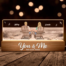 Couple Sitting At Beach -  Customized Personalized Acrylic LED Night Light - Gifts For Couple